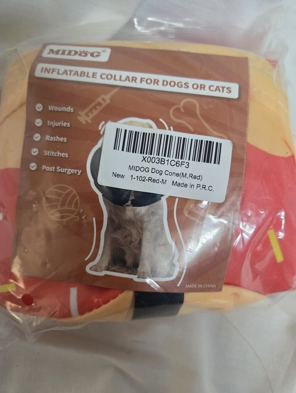 Inflatable Cone Collar for Dogs or Cats Medium